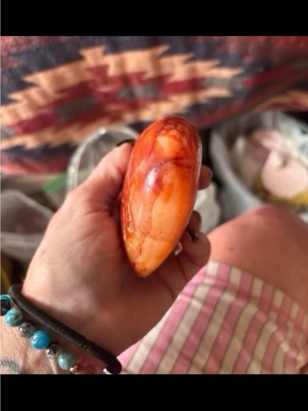 Polished Carnelian Heart Stone - Vibrant Orange Red
